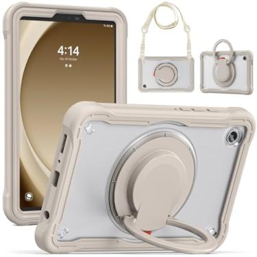 Imagem de Estojo protetor Capa compatível com Samsung Galaxy Tab A9 8,7 polegadas modelo 2023 (SM-X110/SM-X115), PC rígido + capa fina TPU com alça giratória de 360 ​​graus Suporte de suporte resistente capa ro
