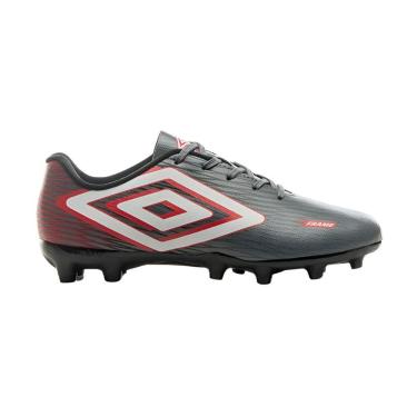 Imagem de Chuteira Umbro Frame Campo Masculina Grafite Branco Vermelho