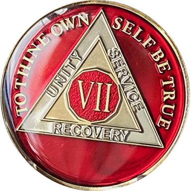 Imagem de Ranger Industries 7 anos AA medalhão metálico mandarim vermelho triplo sobriedade chip VII