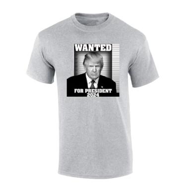 Imagem de Trenz Shirt Company Camiseta estampada masculina de manga curta Political Wanted for President Trump 2024, Cinza esportivo, P