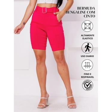 Imagem de Bermuda Bengaline Com Cinto E Bolso Elegancia E Conforto No Trabalho E No DiA-Feminino
