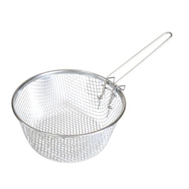 Imagem de IEUDNS Cesta de filtro para fritar, utensílios de mesa com design de furo, grande capacidade, cesta de drenagem de aço inoxidável, cesta com borda