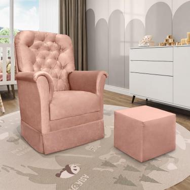 Imagem de Poltrona de Amamentação com Puff Agatha Phoenix Baby - Rose
