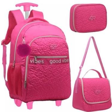 Imagem de Mochila Rodinha Lancheira Estojo Box Infantil Escolar Juvenil Good Vibes Matelassê Yepp-Feminino