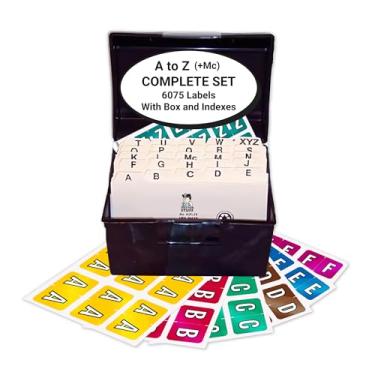 Imagem de Alphabet Labels for File Folders, A to Z plus Mc Complete Set with File Box and Indexes, Doctor Stuff, 225 Stickers of Each Letter, 6075 Labels, Compatible with Colwell Jewel Tone COAM Series