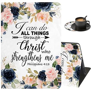 Imagem de Capa protetora para Samsung Galaxy Tab A7 Lite de 8,7 polegadas, suporte multiangular, com função despertar/dormir, para Samsung Galaxy A7 Lite 2021 [SM-T220/T225/T227] - Bíblia Phil 4-13 floral
