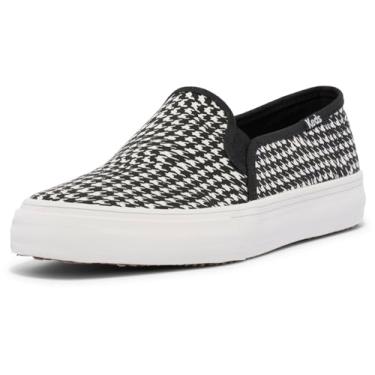 Imagem de Keds Tênis feminino Double Decker Slip on, Lona Houndstooth preto/branco, 7.5 Wide