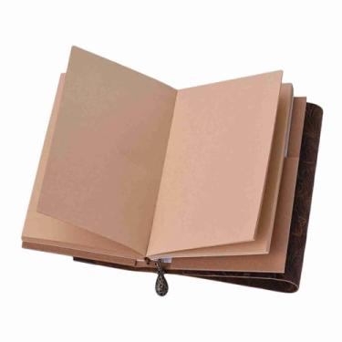 Imagem de Caderno de Couro, Bloco de Notas Com Design de Fechadura e Chave (100 folhas) para Estudantes, Trabalhadores, Viajantes, Artistas, Designer (Marrom)