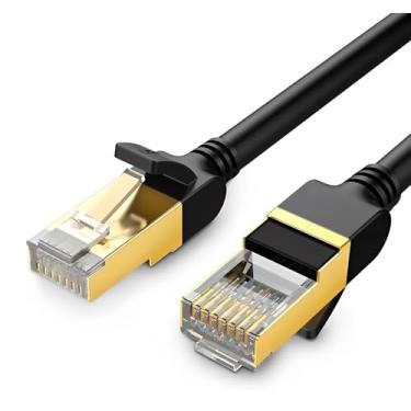 Imagem de Cabo de Rede RJ45 Cat7 F/FTP Macho 1.5 Metro Preto Velocidade Superior Blindagem Reforçada Conexão Confiável para Streaming e Jogos Online