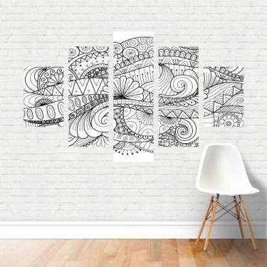 Imagem de Quadro Preto e Branco Abstrato Ondulações Flores Arte Canvas - Plinpli