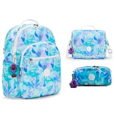 Imagem de Kipling Mochila Seoul XL+Lancheira e Estojo Water Colors kit
