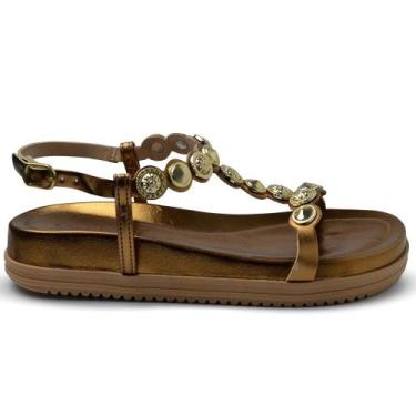 Imagem de Sandália Flatform Cazzualen Feminina 40000.40055/100, 37, Bronze