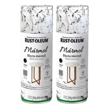 Imagem de Kit 2 Rust Oleum Spray Efeito Mármore Diversas Superfícies, Linha pret