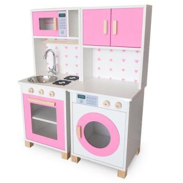Imagem de Kit Mini Cozinha Infantil e Máquina de Lavar - Eita Casa Perfeita, Ros