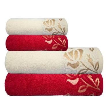 Imagem de Jogo De Toalhas Luxo Guadalupe 4 Peça Gigante 500g/m² - LMPeter, Sangr