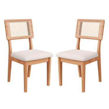 Imagem de Kit 2 Cadeiras com Assento Estofado Encosto em Tela 100%MDF Freijó Beg