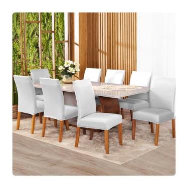 Imagem de Kit Capa Para Cadeira 8 Unidades Tecido Malha - Shop CasaNobre, BRANCO
