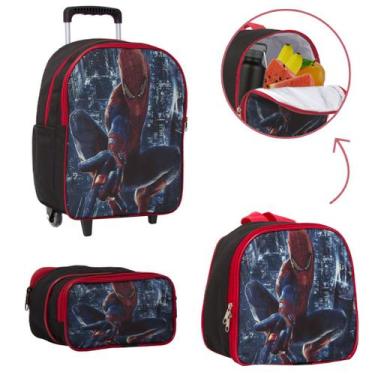 Imagem de Mochila de Rodinha Spider Man Juvenil Grande Estojo + Bolsa - TOYS 2U