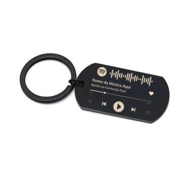 Imagem de Chaveiro Inox A Laser Com Simbolo Do Spotify - Lualki Store Personaliz