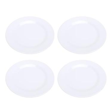 Imagem de Conjunto de Pratos de Jantar Brancos de Pratos Redondos Leves de 4, 9 Polegadas, Conjunto de Pratos de Salada de Melamina para Restaurante de Cozinha, Conjunto de Pratos Redondos