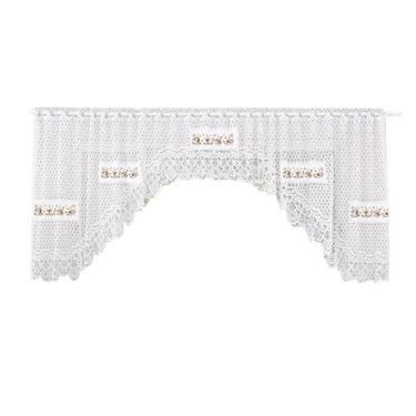 Imagem de Cortina Bando Renda Cascata Cozinha Xicaras Café 3,15X0,95 - Beija Flo