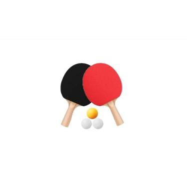 Imagem de Kit Ping Pong 2 Raquetes 3 Bolinhas Lisas Jogo Tênis De Mesa - Lifesty