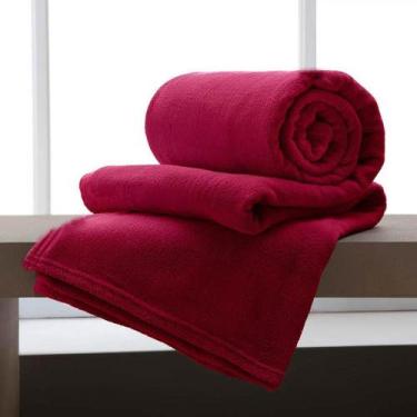 Imagem de Manta Microfibra Home design Cinta Solteiro Vermelho
