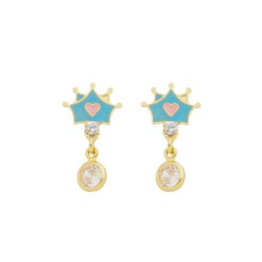 Imagem de Brinco Princesa Menina ponto Luz Banho Ouro Semi joias - Crislu Joias 