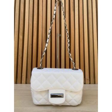 Imagem de Bolsa Feminina Ombro Transversal Alça Corrente - MANU SHOES, Branco, 1
