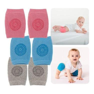 Imagem de Joelheira Infantil Antiderrapante Para Bebê Engatinhar Buba, Azul