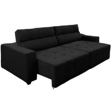 Imagem de Sofá Top Lubeck 3 Lugares 250 Cm Retrátil Reclinável Suede Preto  Sofá