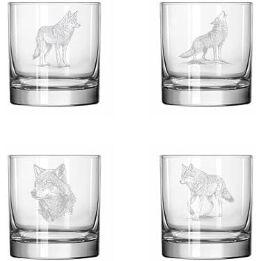 Imagem de MIP Conjunto de 4 copos de 325 ml Rocks Whiskey Old Fashioned Gift Wolf Collection