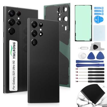 Imagem de Substituição de vidro traseiro para Samsung Galaxy S23 Ultra para Samsung S23 Ultra 5G 2023 Substituição de vidro traseiro SM-S918 Capa de bateria acessórios de porta com ferramentas de reparo (preto)