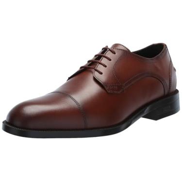 Imagem de BOSS Sapato social masculino Oxford Derby de couro macio Tayil, Marrom bolota, 45