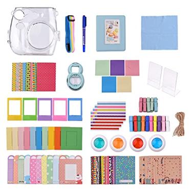 Imagem de Kit de acessórios para câmera instantânea 17 em 1, substituição para câmera de filme instantâneo Fujifilm Instax Mini 7s/7c com estojo/álbum/espelho de selfie/adesivos/molduras/filtro de lente/cordã