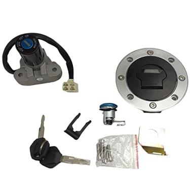 Imagem de RAYANA Interruptor de ignição + tampa do tanque de combustível de gás + trava de assento + chaves compatíveis com Suzuki GS500 2001-2012 interruptor de ignição conjunto de chaves de trava de assento