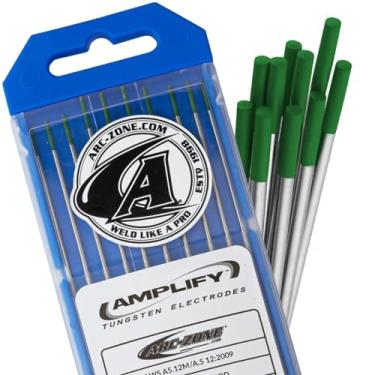 Imagem de Eletrodo de tungstênio Arc-Zone Amplify para soldagem TIG, puro 1/40.6 cm x 17.8 cm (verde, EWP), pacote com 10