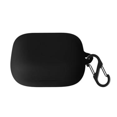 Imagem de VAEKNVG Capa de silicone para EarFun Air Pro 4, capa protetora à prova de choque com acessórios mosquetão (preto)