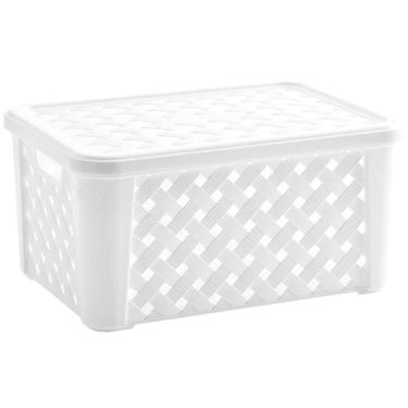 Imagem de Cesto organizador com tampa Rattan branco Paramount 24x17x12