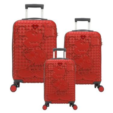 Imagem de Conjunto Mala Mickey Mouse - 3 Peças Para Viagem - Polo King, Vermelho