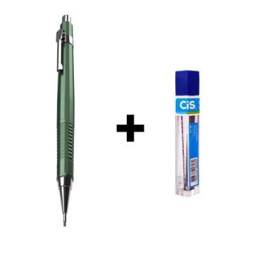 Imagem de Kit Lapiseira Tecnocis Verde Metálico Boho + Grafite 0.7mm