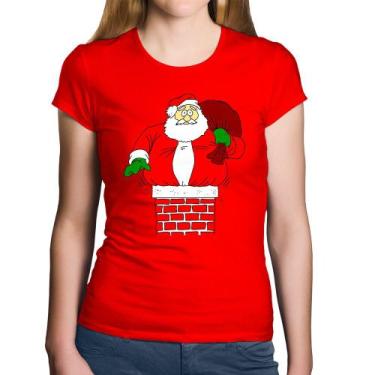 Imagem de Baby Look Algodão Papai Noel Chaminé - Foca na Moda, Vermelho, G