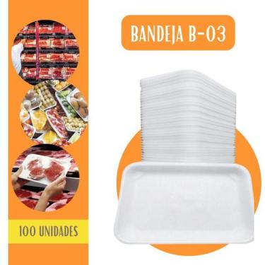 Imagem de Bandeja Isopor B3 rasa para salgados e frios - C/100 - Fibraform
