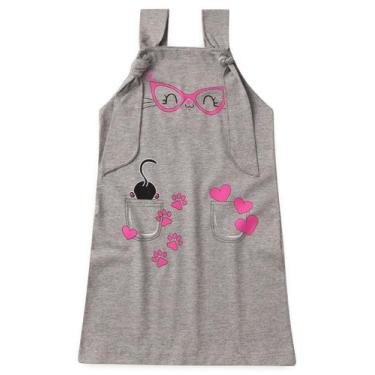 Imagem de Vestido Infantil Salopete Gatinho - Big Fun (Leandra), 3, Cinza