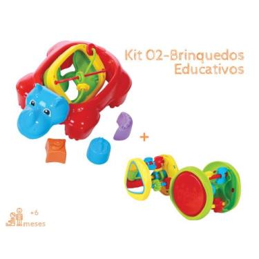 Imagem de 02-brinquedos educativos c/ peças de encaixar rino c/ corpo giratório+