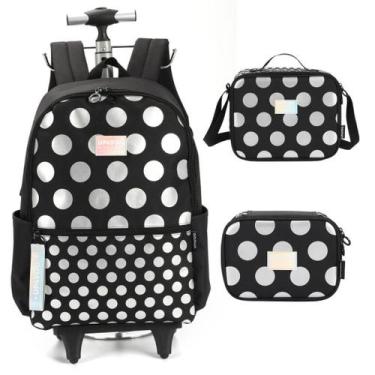 Imagem de Mochila Infantil De Rodinhas Com Lancheira e Estojo Up4you Bolinhas MC