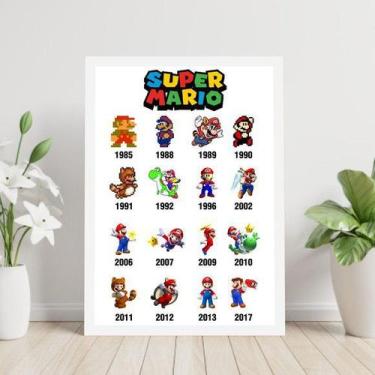 Imagem de Quadro Super Mário Bros - Evolução 60x40cm - Quadros On-line, Madeira 