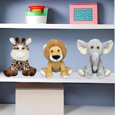 Imagem de Kit Elefante Leão Girafa De Pelúcia Safari para Nicho e Decoração Quar