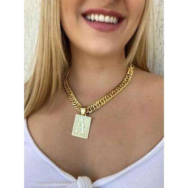 Imagem de Cordão Feminino com Pingente de Letra Banhado Ouro 18k Luxo - ToJoia18
