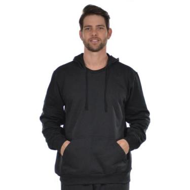 Imagem de Blusão Jovem Moletom Flanelado Básico Masculino Fenomenal, Preto, M